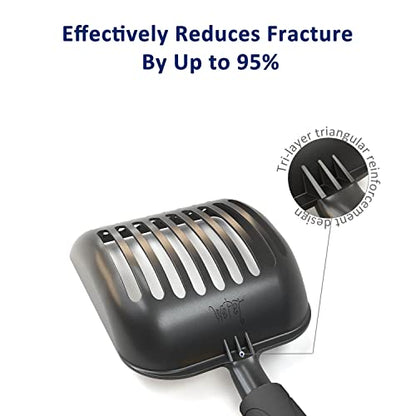 WePet Cat Litter Scoop, Non-Stick Plated Aluminum Alloy Sifter, Kitty Durable Metal Scooper, Deep Shovel, Long Handle, Kitten Pooper Lifter, Size Medium, Coated Black Body with Black Handle - color: #06 Black, size: Medium