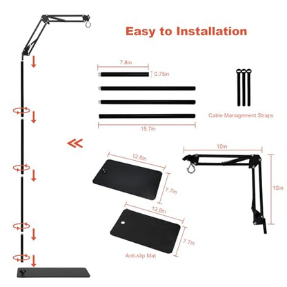 Reptile Lamp Stand, Adjustable 15.7 to 74.3 in Heat Lamp Metal Bracket Floor Light Holder for Lizards Bearded Dragons Chicks Terrarium Tank - size: XXL