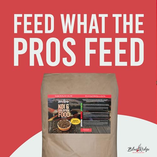 Blue Ridge Koi Fish Food 50lb - Koi Food 3/16” Large and Mini Blend Growth Formula, Goldfish Food, Premium Fish Food for Ponds, Ponds Fish Food, Floating Pond Pellets - size: 50 Pound (Pack of 1)