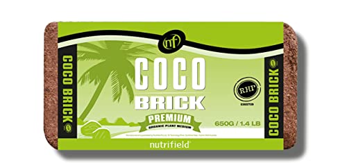 Coco Coir Brick Organic Coconut Coir 650 Gram Coco Fiber Compressed Block Low EC Pre Buffered w/Calcium RHP Quality Pot Soil Indoor Outdoor Flower/Vegetable Garden Seed Starter Micro Greens - 1.4 lbs