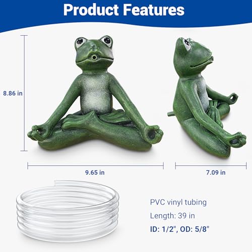 NFESOLAR Zen Meditation Frog Spitter Fountain for Water Feature | Frog Fountain with Clear Tubing, Never Rust or Crack for Ponds, Water Gardens N9711 - size: Zen Meditation Frog