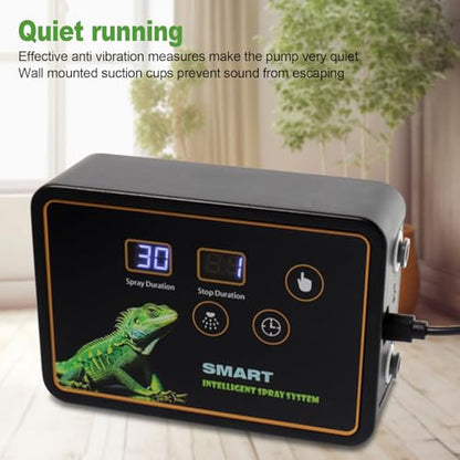 Rainforest Tank Timer Misting System Quiet Touch Control Automatic Reptile Mister with 360° Adjustable Nozzles DC 5V (US Plug)