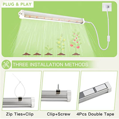GYTF Plant Grow Light Strips, 204 LED-Bulbs 5000K White Full Spectrum Grow Light Strips for Indoor Plants, Succulents, Seeds Starting, Greenhouse, End-to-End Connection (4x10W, 200W Equivalent) - size: 4 Count (Pack of 1)