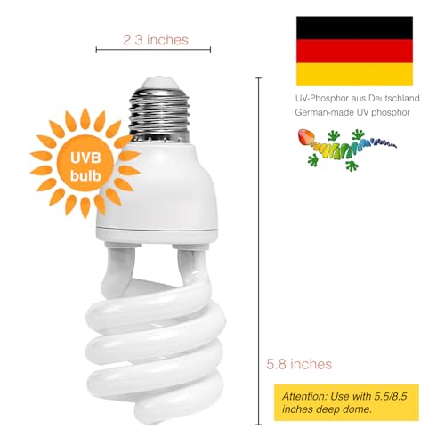 MRREPTILE UVB Reptile Lamp Light, 24W 10.0 UVB Bulb Light for Reptiles, UVA UVB Reptile Light, Desert Reptiles UVB Lamp for Bearded Dragon
