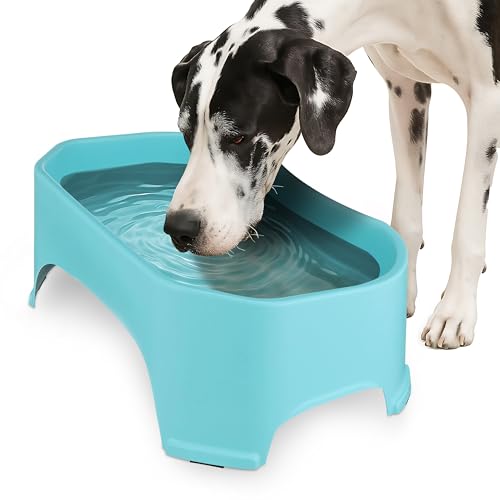 Neater Pet Brands Extra Large Water Bowl for Dogs, Outdoor Dog Water Bowl (2.25 Gallon XL Capacity), Big Trough Style Food Dish for Indoors or Outside, No Spill Large Dog Bowls, Aquamarine - color: Aquamarine, size: 2.25 Gallons