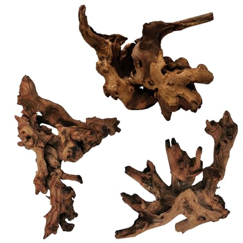 Hamiledyi 3 Pcs Natural Driftwood for Aquarium 7-12 Inch Driftwood Branches Bearded Dragon Accessories Reptiles Aquarium Decoration Assorted Size Natural Habitat Decor Wood for Lizad