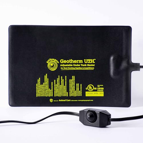 Galápagos (05702) Geotherm® Adjustable Under Tank Heater - Heating Pad for Reptiles, Amphibians & Terrariums, 12″ x 8″ 16W, Black