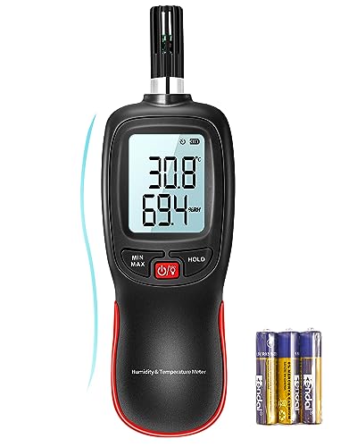 WT83 Temperature Humidity Meter, High Precision Thermometer Hygrometer with Ambient Dew Point Wet Bulb Temperature Indoor Outdoor, Max/Min Data Hold, 1000 Sets Data Log, Batteries Included