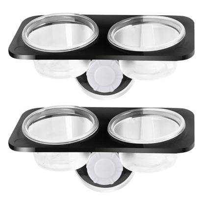 ABOOFAN 2pcs Reptile Feeder with Suction Cup Plastic Water and Food Bowl Double Compartments for Lizards Gecko Terrarium Feeding Supplies