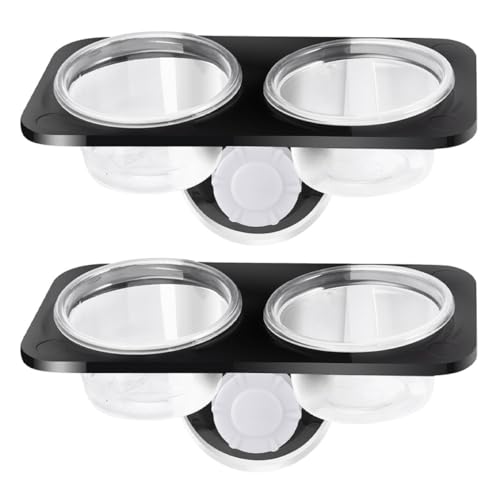 Healifty 2pcs Reptile Food Water Feeding Bowls Suction Cups, Dual-Compartment Lizard Gecko Feeder for Terrariums, Safe Non-Toxic Plastic, Suitable for Spider, Gecko, and Small Reptile Pets