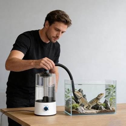 4L Reptile Humidifier Fogger, Cool Mist Fog with Tube for Tortoise Habitat Amphibians, Compatible with All Terrariums, Cages and Enclosures, Reptile Humidifier Fogger for Home (White)