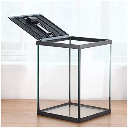 Vertical Glass Terrarium for Mantis, 7.8 x 7.8 x 10.8 in | 2.84 US Gal Glass Insect Habitat Kit for Tarantula Sling, Snail and Small Insects, Animals Not Included