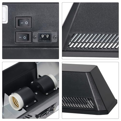 Dual Reptile Light Fixture Reptile Heat Lamp Fixture with Separate Switches Fit,150W Max - E26 Socket for Heat & UVB Lamps, Heat Bulb for Reptile Glass Terrariums