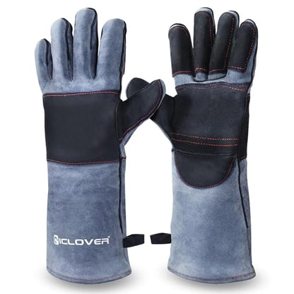 IC ICLOVER Animal Handling Gloves Snake Bite Proof, Double Leather Padding, Anti-bite Dog Cat Bird Reptile Control Protection - color: L -16inch