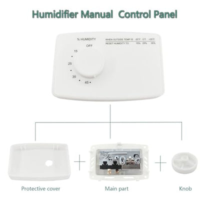 Humidistat Switch 4655, Manual Digital Control for Whole-House Duct or Wall Mounted Humidifier, 24VAC, White