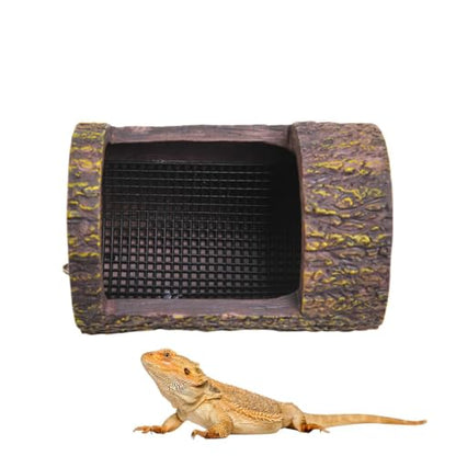Reptile Food Dish - Integrated Multi-Tier Climbing Groovee, 15cm Wide Gecko Lizard Frog Station, Hermit Crab Turtle Vivarium Accessory, Non Porous Synthetic Rock Block | Habitat Feeder for Keepers