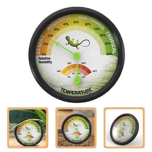 Levemolo Reptile Box Thermometer and Hygrometer Analog High-Precision Mechanical Temperature and Humidity Meter Mini Non-Battery Gecko Tank Thermometers for Terrarium Pet Supplies
