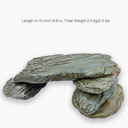 5.5 LBS Irregular Natural Slate Stone Rocks for Aquascaping, Reptile Basking Platforms and Landscape Gravel, Aquarium Bridge Design Kit
