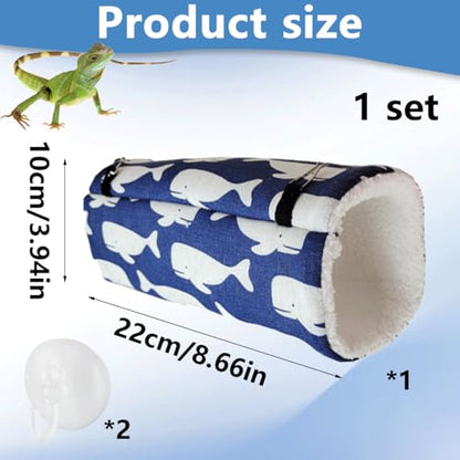 Plush Reptile Sleeping Bag Reptile Sleeping Bag Cushion for Small Pets Comfortable Plush Sleeping Bag for Lizards, Leopard Iguanas (Blue)