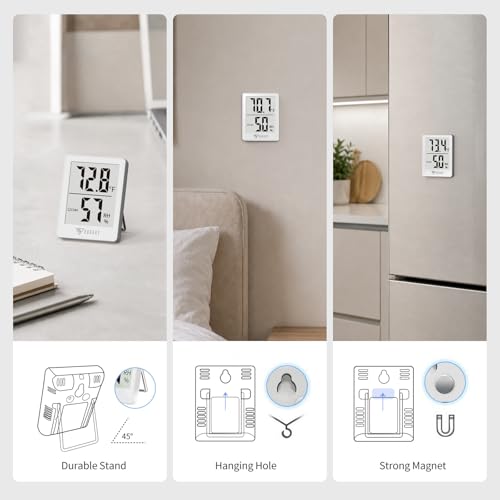 DOQAUS Digital Hygrometer Indoor Thermometer Humidity Gauge Room Thermometer with 5s Fast Refresh, Accurate Temperature Humidity Meter for Home, Office, Babyroom, Greenhouse (White) - color: White