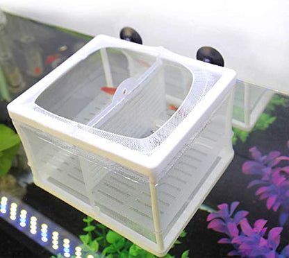 Senzeal Aquarium Fish Breeder Box Fish Fry Hatchery Incubator Net Nylon Isolation Mesh with 3pcs Pipette(Small) - size: Small