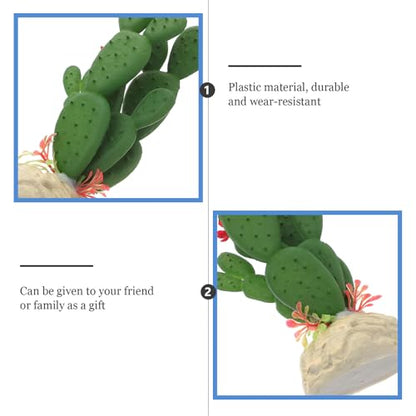 Artificial Cactus Aquarium Plant Decor, Lifelike Plastic Succulent Simulation Plant for Fish Tank Landscape, Home Ornament for Aquarium and Reptile Terrarium