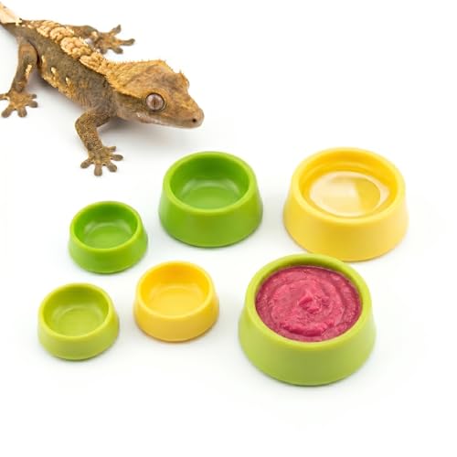 Reptile Food Dish and Water Bowl for Leopard Gecko, Crested Gecko Food Dish, Shallow Dish for Tarantula, Hermit Crab, and Small Pets - Bearded Dragon Tank Accessories
