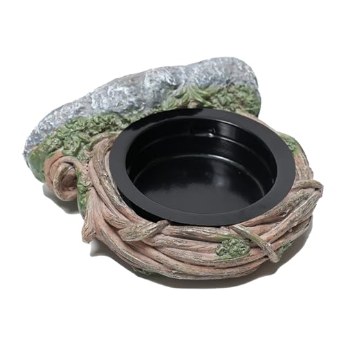 Reptile Feeding Ledge with 2 Cups, Hollow Vine Food Dish & Water Bowl for Bearded Dragon, Gecko, Lizard & Snake – Reptile Tank Accessories for Terrariums - size: Magnetic- Single Feeder