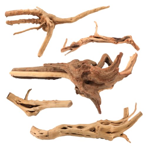 Vmiapxo 5 Pieces Natural Driftwood for Aquarium Decor, Assorted Sinkable Spider Wood, Reptile Drift Wood Branches Fish Tank Decorations (6''-8'') - size: 6''-8''