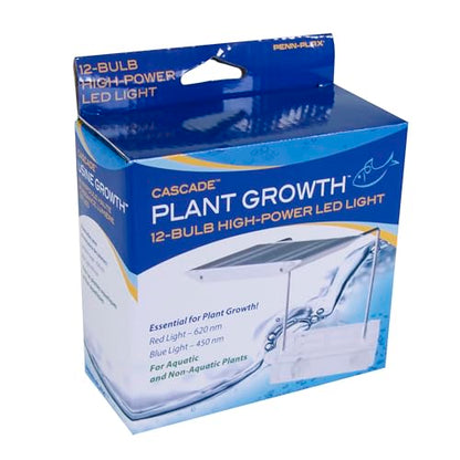 Penn-PLAX Cascade Plant Growth LED Clip-On Light for Rimless Aquariums – Great for Aquatic and Non-Aquatic Plants – 12-Bulb Multicolor
