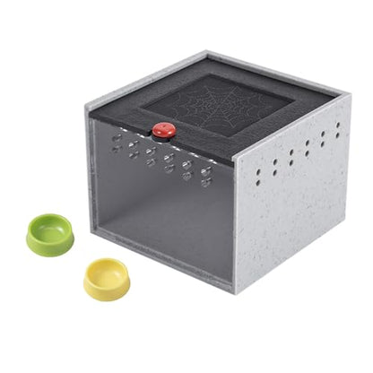Cricket Keeper - Escape-Proof Insect Habitat Container for Dubia Cockroaches, Tarantulas, Spiders and Breadworms - Ventilated Bug Cage with Feeding Bowl (No Assembly Needed) (Grey) - color: grey
