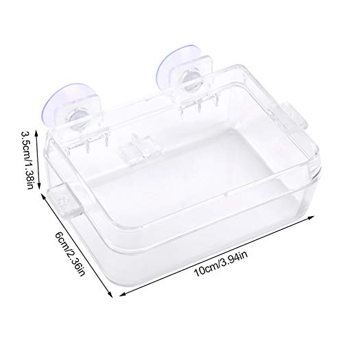 SUNGOOYUE Reptile Feeding Dish, ABS Reptile Feeder with Suction Cup, Translucent Food Water Bowl 10 X 3.5 X 6 Cm, Escape Control for Gecko Lizard Snake Tortoise Terrarium Use
