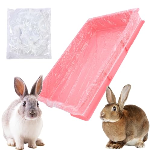 50 Pack Disposable Rabbit Litter Box Liners Disposable Rabbit Cage Cover Liner Waterproof Plastic Wrap for Guinea Pig Training Potty Tray Bunny Litter Pan Trainer Corner Pellet Bedding Toilet