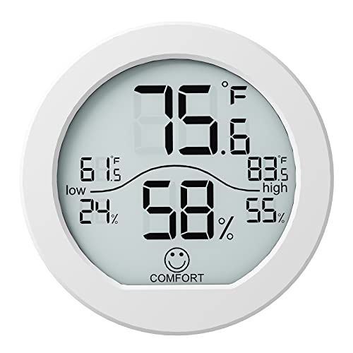 SECRUI Digital Hygrometer Thermometer for Room Temperature Humidity Meter Indoor Thermometer Accuracy Calibration LCD Temperature Sensor with Maximum and Minimum Records, TH1, White - color: White, size: TH1x1