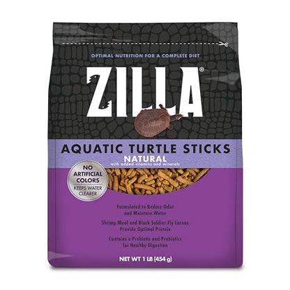 Zilla Pet Aquatic Turtle Sticks, Natural with Added Vitamins and Minerals, Nutrient-Rich Floating Food for Turtles, 1 lb