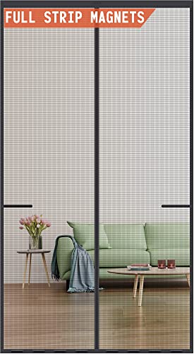 Mpmedo Magnetic Screen Door Upgraded-Model Full Strip Magnets,Reinforced Heavy Duty Mesh Screen Doors Magnets,Full Frame Seal Retractable Door Screen Magnetic Closure for Single Front Sliding Door - size: Fit Door Size To 38"x 96"