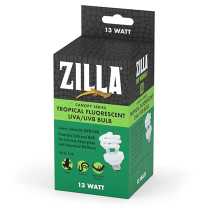 Zilla Canopy Series Fluorescent UVB/UVA Bulbs Tropical 13 W,White, 3.875 in - size: 3.875 in, style: Tropical