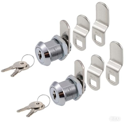 WOOCH Cabinet Cam Lock, 5/8 Inch Keyed Alike Cam Locks Secure File Drawer Door Mailbox Tool Box Dresser RV Cylinder Replacement Lock Hardware, Fits on 1/2" Max Panel Thickness (2 Pack) Chrome Finish - size: 5/8 Inch Offset