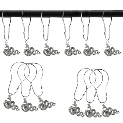 12 PCS Snake Shower Curtain Hooks Gothic Bathroom Decor Shower Curtain Rings Rust Proof Vintage Shower Curtain Hooks Wild Animals Home Bathroom Decor