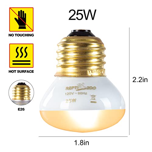 REPTI ZOO 25W Upgraded Nano Reptile Daylight Basking Spot Heat Lamp Bulb 2 Pack, UVA Full Spectrum Sun Light Daytime Heating Lamp for Reptile and Amphibian