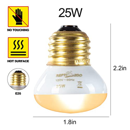 REPTI ZOO 25W Upgraded Nano Reptile Daylight Basking Spot Heat Lamp Bulb 2 Pack, UVA Full Spectrum Sun Light Daytime Heating Lamp for Reptile and Amphibian
