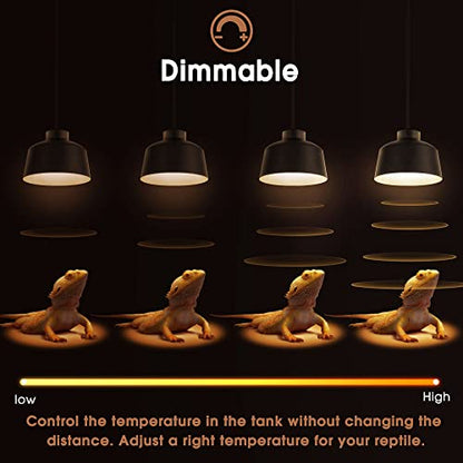 Briignite Reptile Heat Bulb 2 Pack, 75W UVA Reptile Light Bulbs, Dimmable Heat Lamp Bulbs Basking Spot Light Bulb for Reptiles, Amphibian, Bearded Dragon, Lizard, Chicken - color: Cream-75w Th11