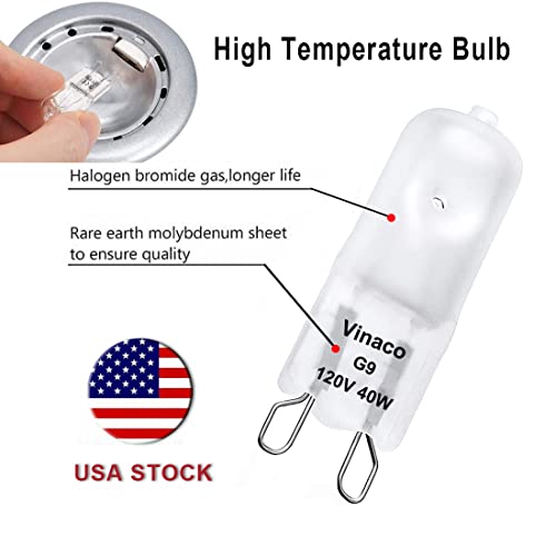 Vinaco G9 Bulb, 10 Pack G9 Frosted 40W Halogen Light Bulbs, High Brightness JCD G9 120V 40W, G9 Dimmable Warm White 2800K, Long Lasting G9 Halogen Bulb 40 Watt for Chandeliers, Pendants Lights - style: 40W Frosted - 10Pack