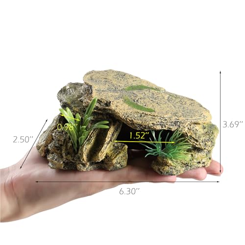 IBWell Leopard Gecko Hide Small Reptile Hides Resin Mini Reptile Basking Rock Humid Hide Turtle Cave Lizard Hide Reptile & Amphibian Habitat DÉCor