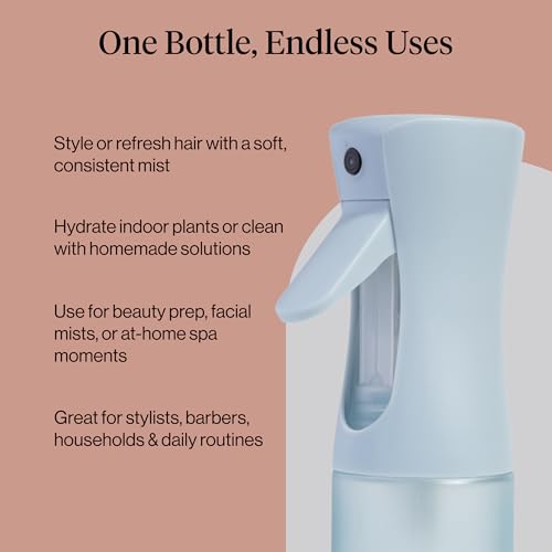 Kitsch Continuous Spray Bottle for Hair – Fine Mist Water Mister & Water Spray Bottle – Recycled Hair Spray Bottle – Spray Bottles for Cleaning, Styling, Plants & More – Haze Blue, 150ml - color: Haze Blue