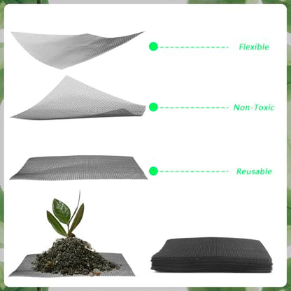 10 PCS Flower Pot Hole Mesh Pad, 8×12inch Squares Drainage Hole, Plant Pot Drainage Mat, Plant Potting Mat to Prevent Soil Loss, Gardening Gifts for Friend - size: 10 PCS 8*12 Inch Rectangular
