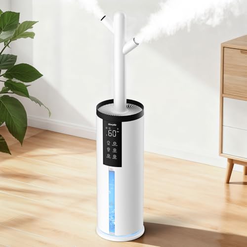 Humidifiers for Bedroom - GloryAir 2.11Gal (8L) Quiet Top Fill Cool & Warm Mist Humidifier Large Room 650 ft² with Humidistat, diffuser, Auto Mode, 7-Color Light for Plants, Baby,Adults, Home(Lvory) - color: Lvory