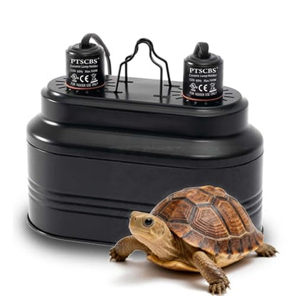 Dual Reptile Heat Lamp Fixture with Separate Switches, Double Dome UVB Light Fixture for Reptile Terrarium and Tortoise Habitat Max 160W