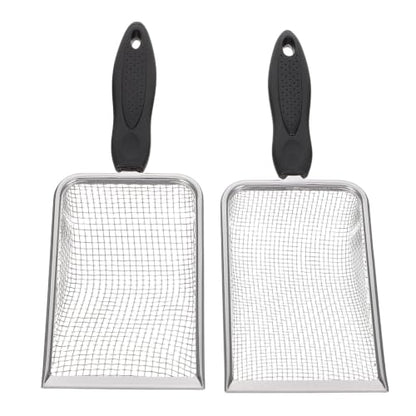 2PCS Cat Litter Shovel: Stainless Steel Litter Cleaner Corner Scoop - Mesh Poop Box Shovel for Reptile Terrarium Sand Waste Beach Scoop Cat Supplies (2.4mm, 3.4mm Hole)
