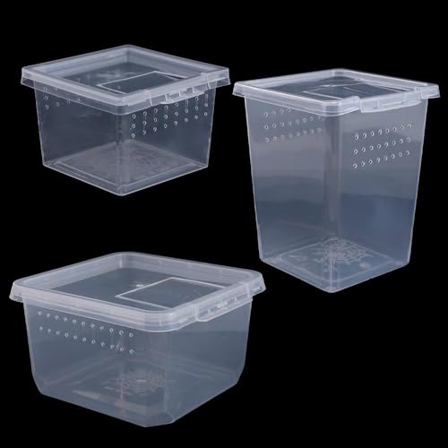 Small Reptile Breeding Box for Reptiles Small Snake Turtle Spiders Geckos Frogs Breeding Box Case Feeding Hatching Container Transparent(C) - style: C
